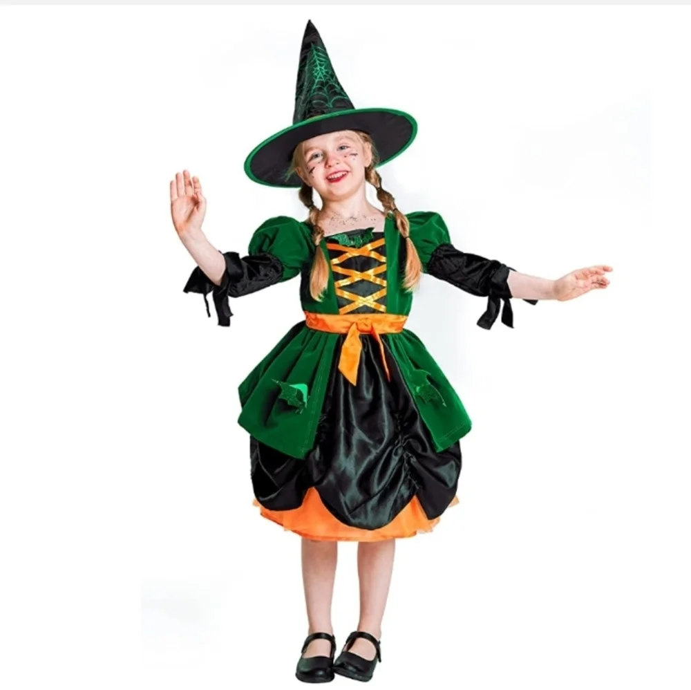 IKALI Witch Costume, Kids Spider , Halloween Spiderella Outfit Size 8/10…